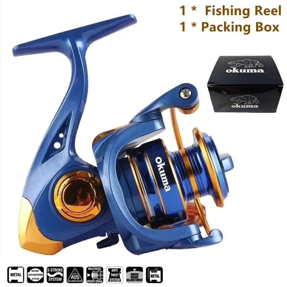 Okuma High Speed Fishing Reel with 10KG Max Drag 5.2:1 Metal Spool Spinning Wheel Gear Ratio High Speed Casting Fishing Reel