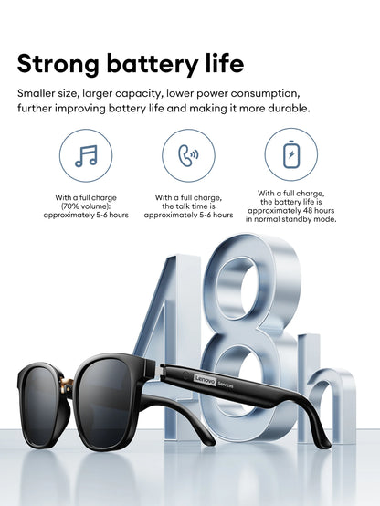 Lenovo GS106 Smart Wireless Glasses Bluetooth 6.0 Photochromic Lenses Sunglasses Hands-Free Music Calls Outdoor Sports Headphone