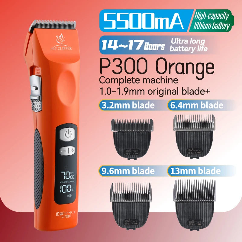 Fenice Cordless Rechargeable Pet Clipper Low Noise Professional Pet Hair Cutting Machine Grooming Trimmer Shaver Kit for Animals