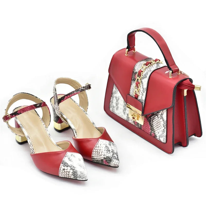 New Arrival Leopard Shoes and Bag Set  for Women Bride Shoes and Bag for Party Wedding Patent Leather Shoes for Women Sandals