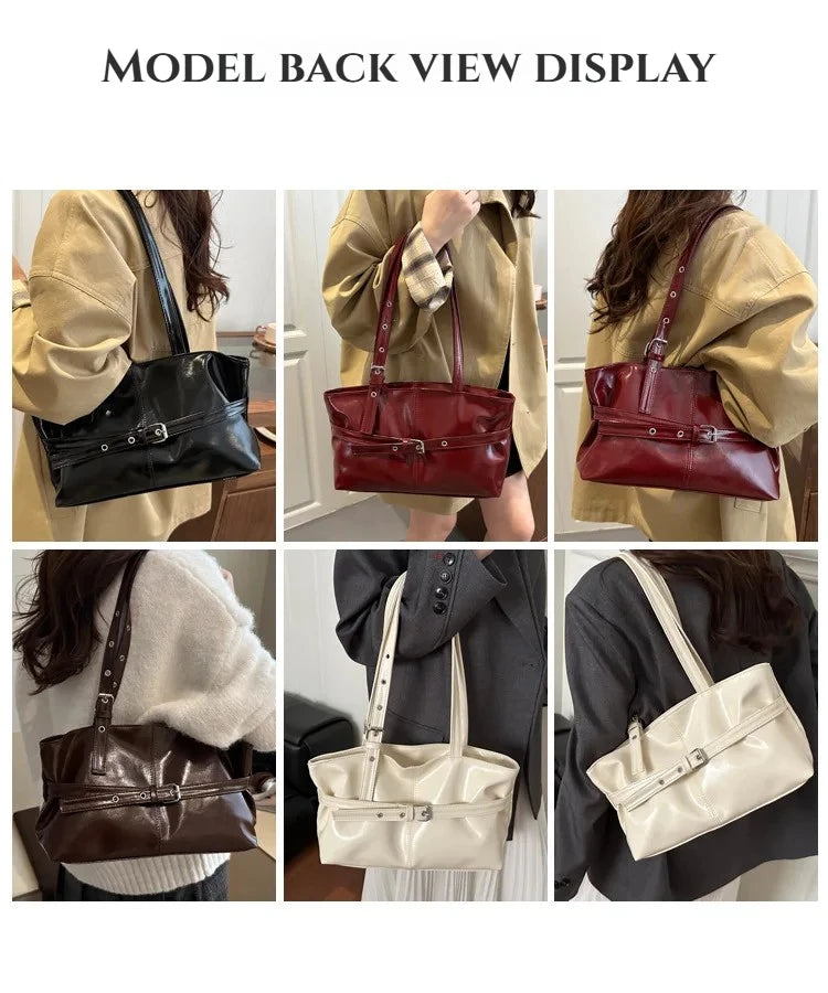 Winter Style Women's Retro Minimalist Tote Shoulder Bag 2025 Autumn Large Capacity Commuting Top-Handle Hand Bags for Women