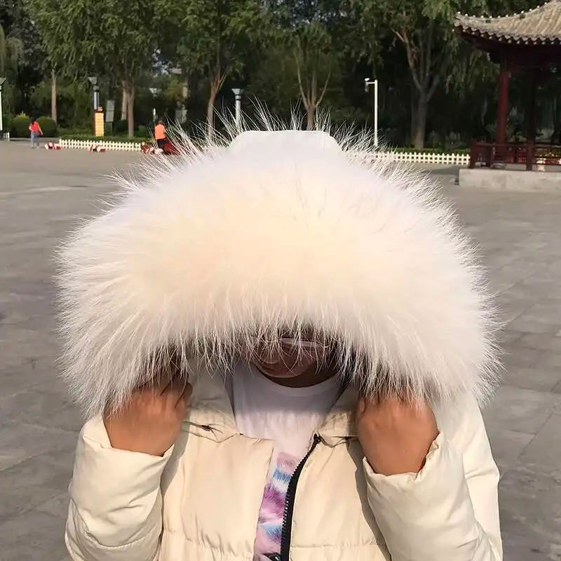 2025 Winter Raccoon Fur Collar Women Men Luxury Natural Fur Hood Trim Decors For Coat Jacket  Genuine Real Fur Shawls Scarves
