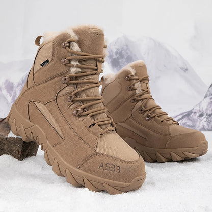 Brand Men's Winter Shoes Waterproof Hiking Boots Plush Warm Snow Ankle Boots Anti-slip Outdoor Trekking Sneakers Male Work Shoes