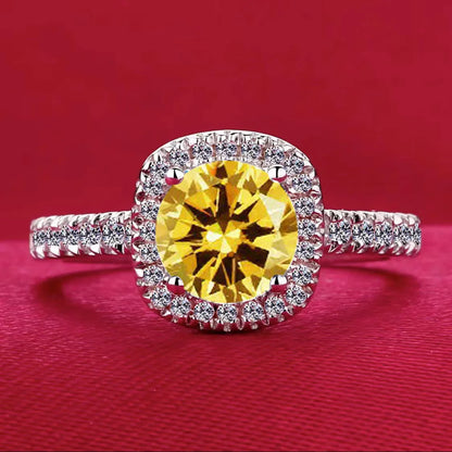 Best-selling 925 sterling silver 1-carat diamond square ring, suitable for engagement, proposal or party wear, stylish and versa