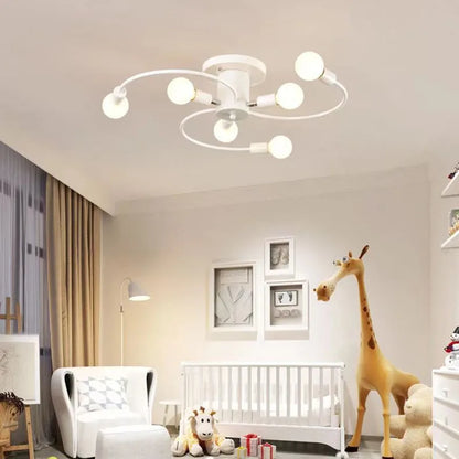 Minimalist Black/White/Gold Chandelier Simple Nordic Metal Chandelier Ceiling Lights for Living Room Bedroom Kitchen Bar Lustre