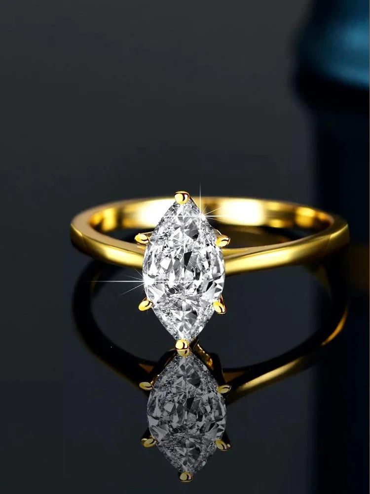 925 Sterling Silver Simple Classic 1-3 Carats Marquise Zircon Ring For Women Engagement Wedding Luxury High Quality Fine Jewelry