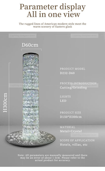 Crystal Spiral Stairs Chandelier Luxury Villa Staircase Chandelier Duplex Loft Hanging Lamp Customized Long Led Pendant Light