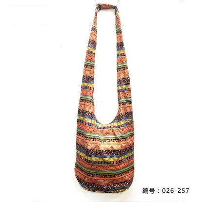 Bohemian Boho Crossbody Bag Women's Bucket Shoulder Bags Ladies Ethnic Canvas Casual Shopping Travel Messenger Bag Hippie Tote
