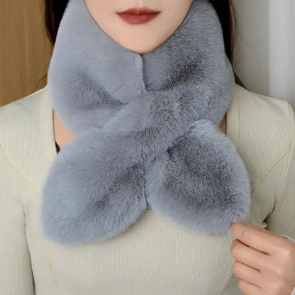 Winter Faux Rabbit Fur Scarf For Women Girls Scarf Soft Plush Scarves Solid Color Neck Collar Warmer Stuff Christmas Gifts
