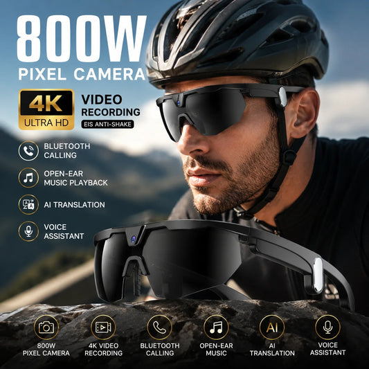LIGE New Smart Glasses 800W Pixels Camera  1080P Video Waterproof Outdoor Cycling UV protection Bluetooth Call Smart Sunglasses