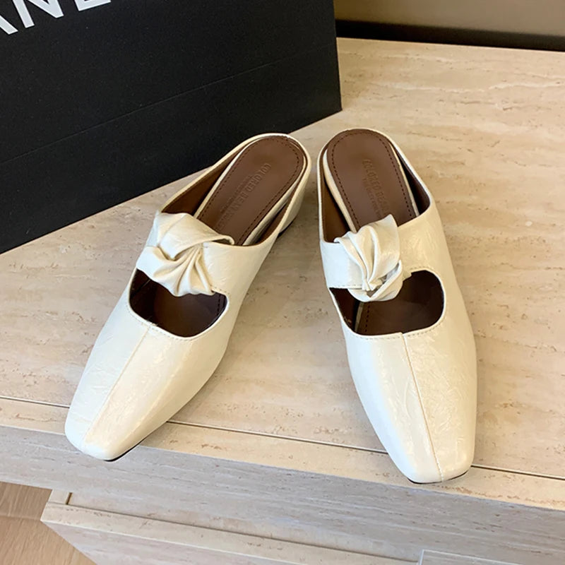 Women Heeled Sandals Slingback Mules Leather Shoes Summer Slippers 2026 Luxury Mary Jane Shoes Comfort Flip Flops Mujer Slides