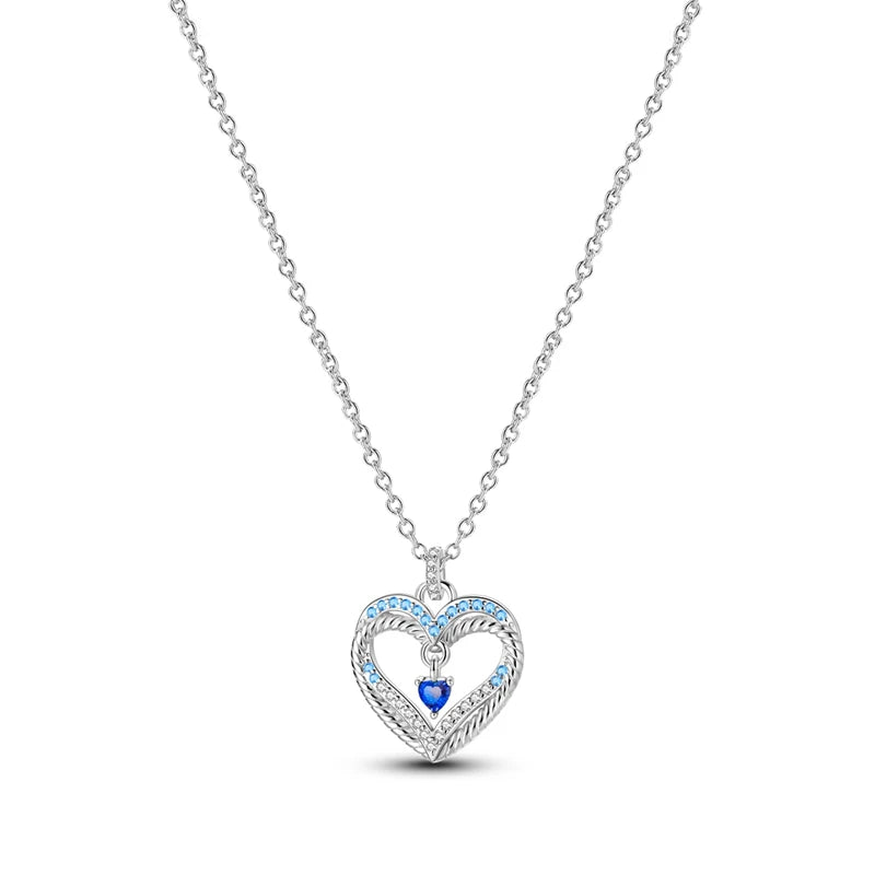 925 Sterling Silver Luminous Firefly Heart Shaped Zircon Pendant Necklace For Women Fashion Anniversary Birthday Jewelry Gifts