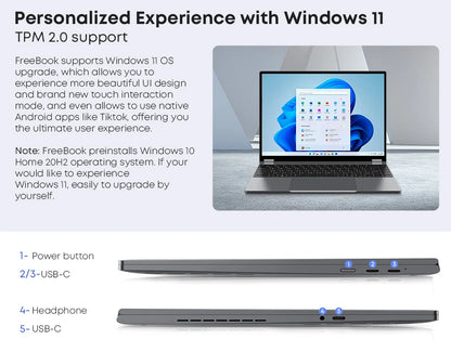 CHUWI FreeBook 2 in 1 Laptop Tablet 13.5" FHD Touch Screen Intel N150 / N100 12GB / 16GB LPDDR5 512G SSD WIFI 6 2256*1504