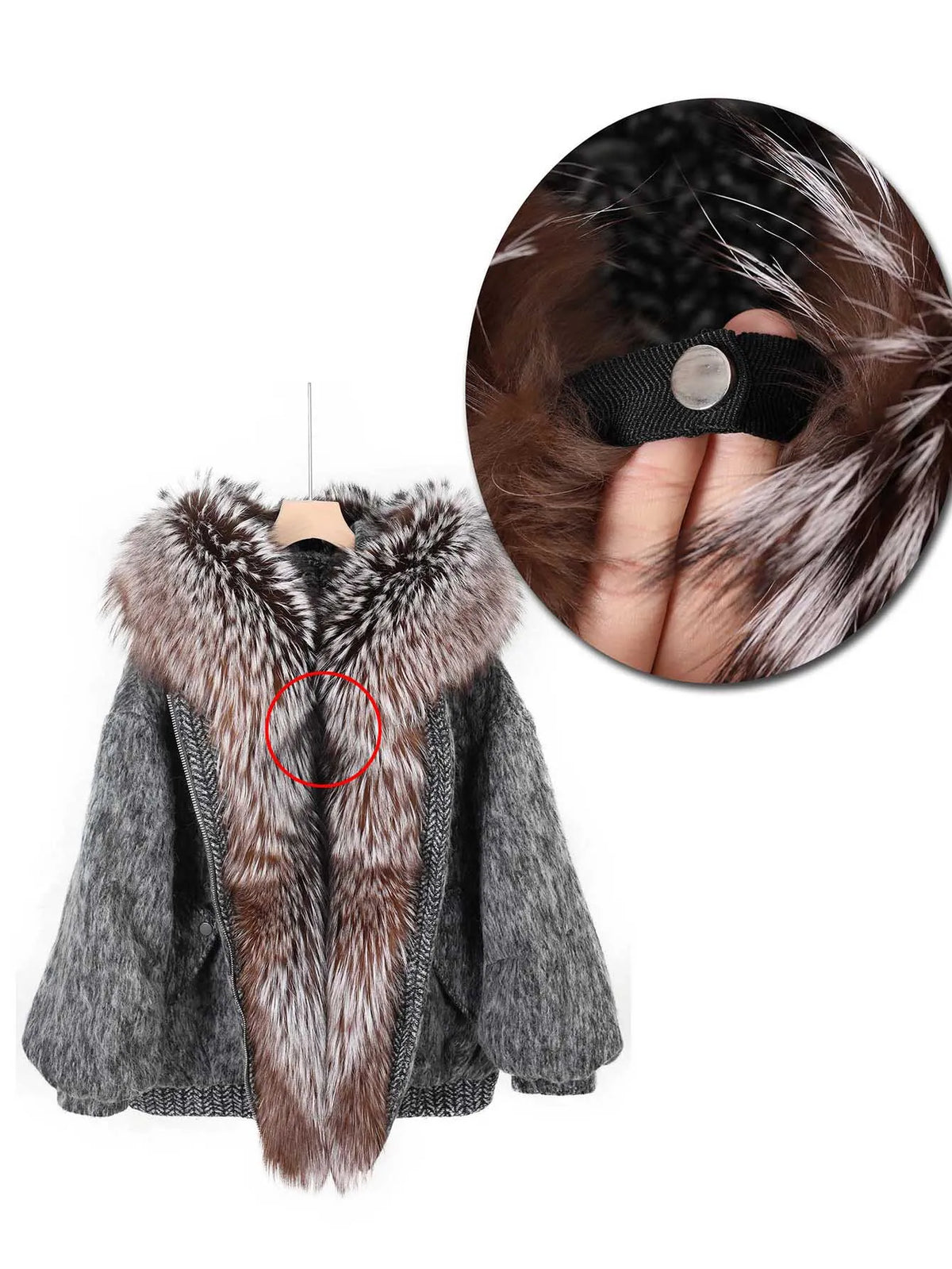 Maomaokong high-end Wool fabric Luxury Women's Big Fox Fur Collar Puffer Jacket Natural Fur down Coat Winter Thickened Warm