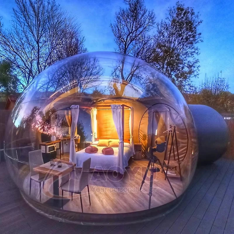 Bubble outdoor geodesic dome transparent luxury tent with bathroom luxury transparent inflatable shell