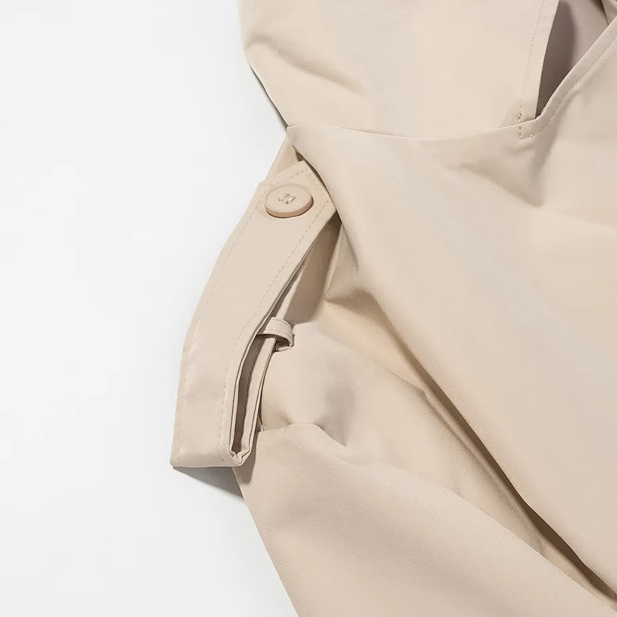 Aliexpress's Best-selling Cross-border European and American Style Women's Solid-color Belted Short Jacket Trench Coat Fashion