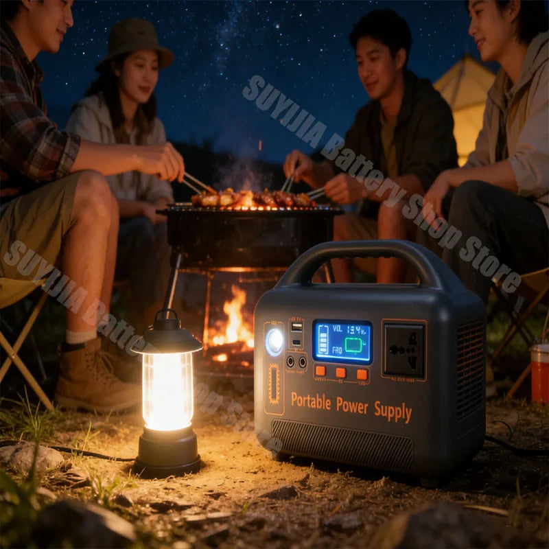 Portable Power Plant Solar Generator with Solar Panels, LiFePO4 400 W 192 Wh Power Pack, Equipped with Camping Solar+5A Charger