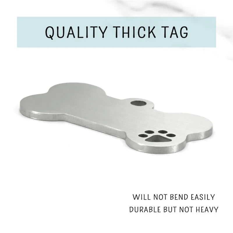 Stainless Steel Personalized Engraving Anti-lost Dog ID Tag Customized Pet Name Puppy Collar Dog Cat Bone Tags Pet Supplies