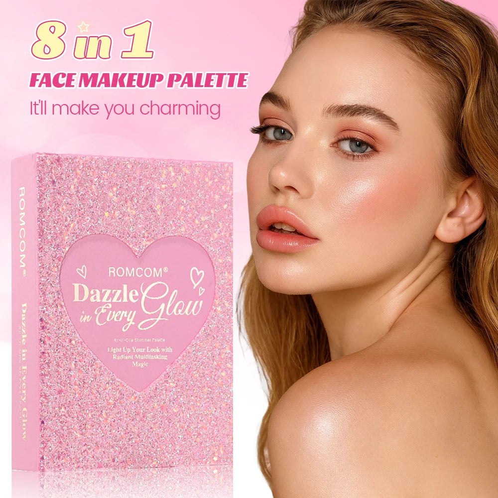 All-in-One 5-Page Makeup Magic Book: Full Kit with Multi-Shade Eyeshadow, Blush, Highlighter, Contour & Glossy Lip Gloss