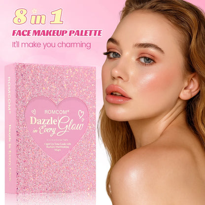 All-in-One 5-Page Makeup Magic Book: Full Kit with Multi-Shade Eyeshadow, Blush, Highlighter, Contour & Glossy Lip Gloss
