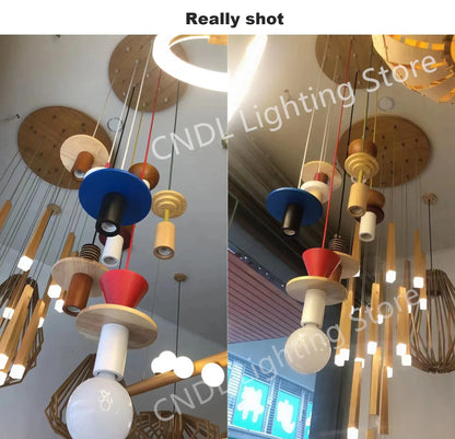 Fast Shipping Nordic Wood LED Pendant Lights Kitchen Home Decor Hanging Lamp Restaurant Ceiling Chandelier Lustre Light Fixture