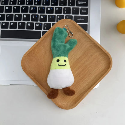 Cartoon Cute Fruit and Vegetable Plush Series Keychain Toy Peach Pear Cherry Doll Smiling Face Fruit Decoration Pet Gift
