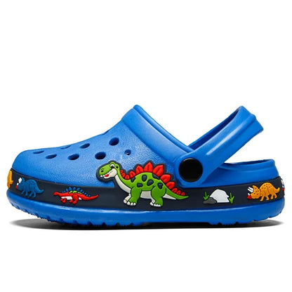 Children Shoes Baby Boys Slippers Cartoon Excavator Print Clogs Summer Breathable Soft Indoor Sports Boy Slippers