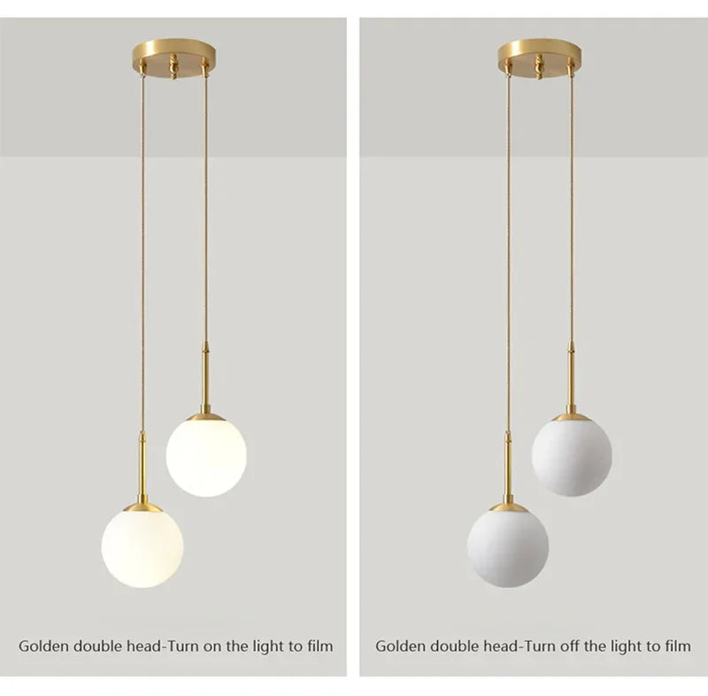 LED Glass Ball Pendant Lamp Chandelier Lights Home Indoor Kitchen Island Restaurant Bar Table Decor Hanging Suspension
