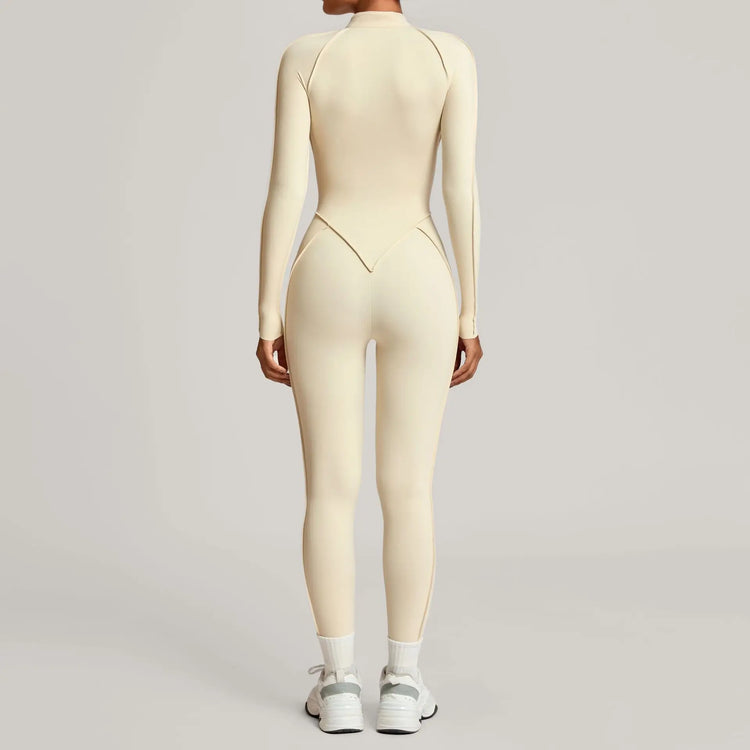 Women's Winter Yoga Jumpsuits Sports Fitness Hip-Lifting Slimming One-piece Zipper Long-Sleeved Outdoor Gym Workout Bodysuits