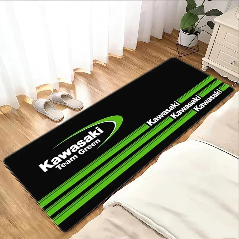 Kawasaki Motorcycle Carpet Garage Mat Racing Cool Moto Display Motorcycle Display Mat Kawasaki Anti-slip Floor Decoration Rug