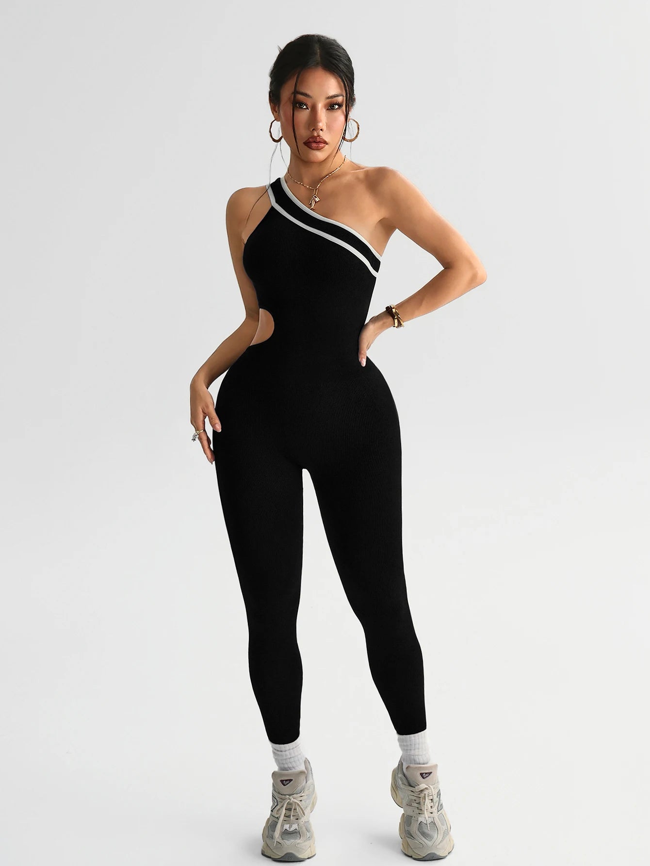 Women Seamless Yoga Jumpsuit Workout Bodysuit Tummy Control Butt-Lifting Gym Clothes Sleek Sportswear Striped Athletic Outfit