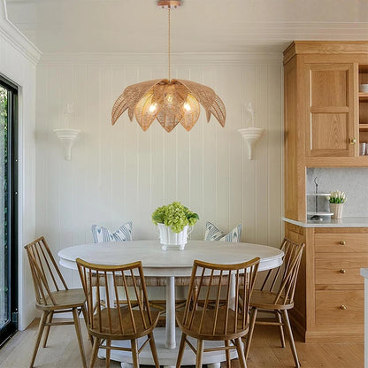 Nordic American Retro Rattan Chandelier Home Decor Living Dining Room Pendant Lights Bedroom B&B Restaurant Hanging Lamp Fixture