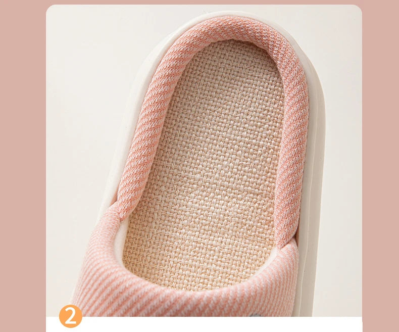 Linen Platform Women's Slippers Home Flats Summer Luxury Designer Woman Shoes New Open-Toe Casual Indoor Slides Non-Slip Unisex