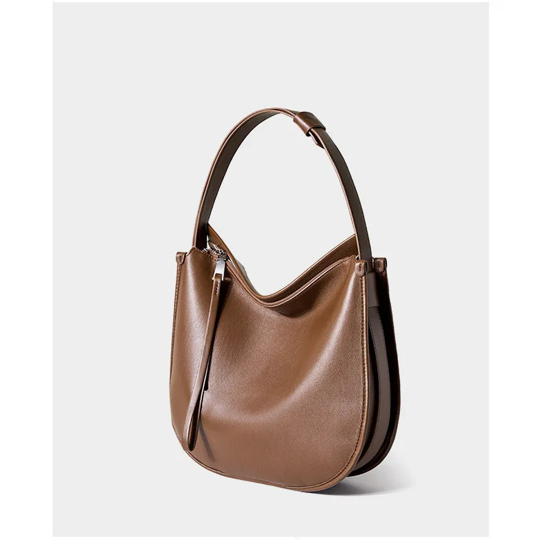Women's Genuine Grade Cow Leather Bag Luxury Designer Ladies Shoulder Crossbody Purse Bag Female Cowhide Large Capacity Tote Bag