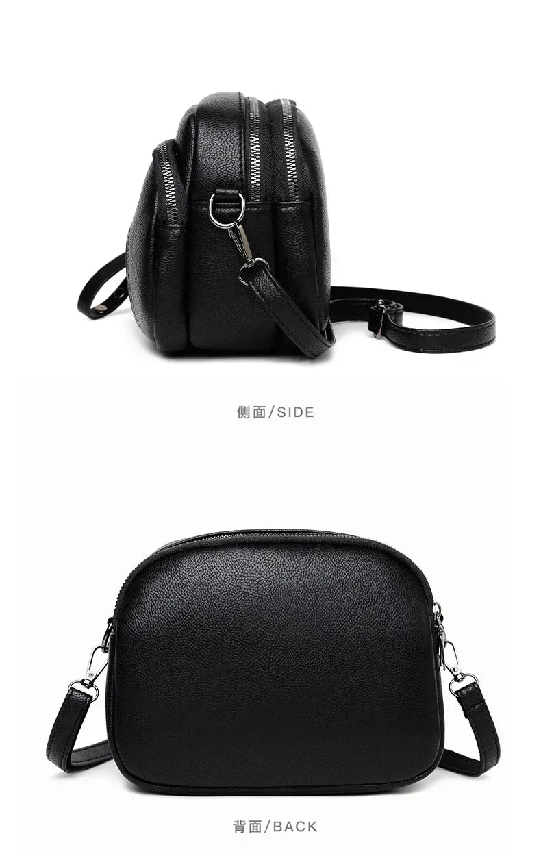 Fashion Soft Leather Crossbody Bags for Women 2026 Casual Female Multi Pocket Messenger Bags Retro Handbags Ladies Shoulder Bags
