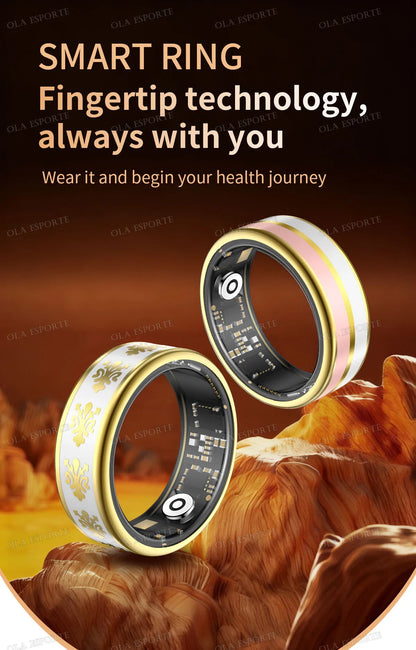 2026 Smart Ring Blood Oxygen Heart Rate Sleep Monitoring Smart Ring IP68 & 5ATM Waterproof Multi-sport Modes Smartring Man Women