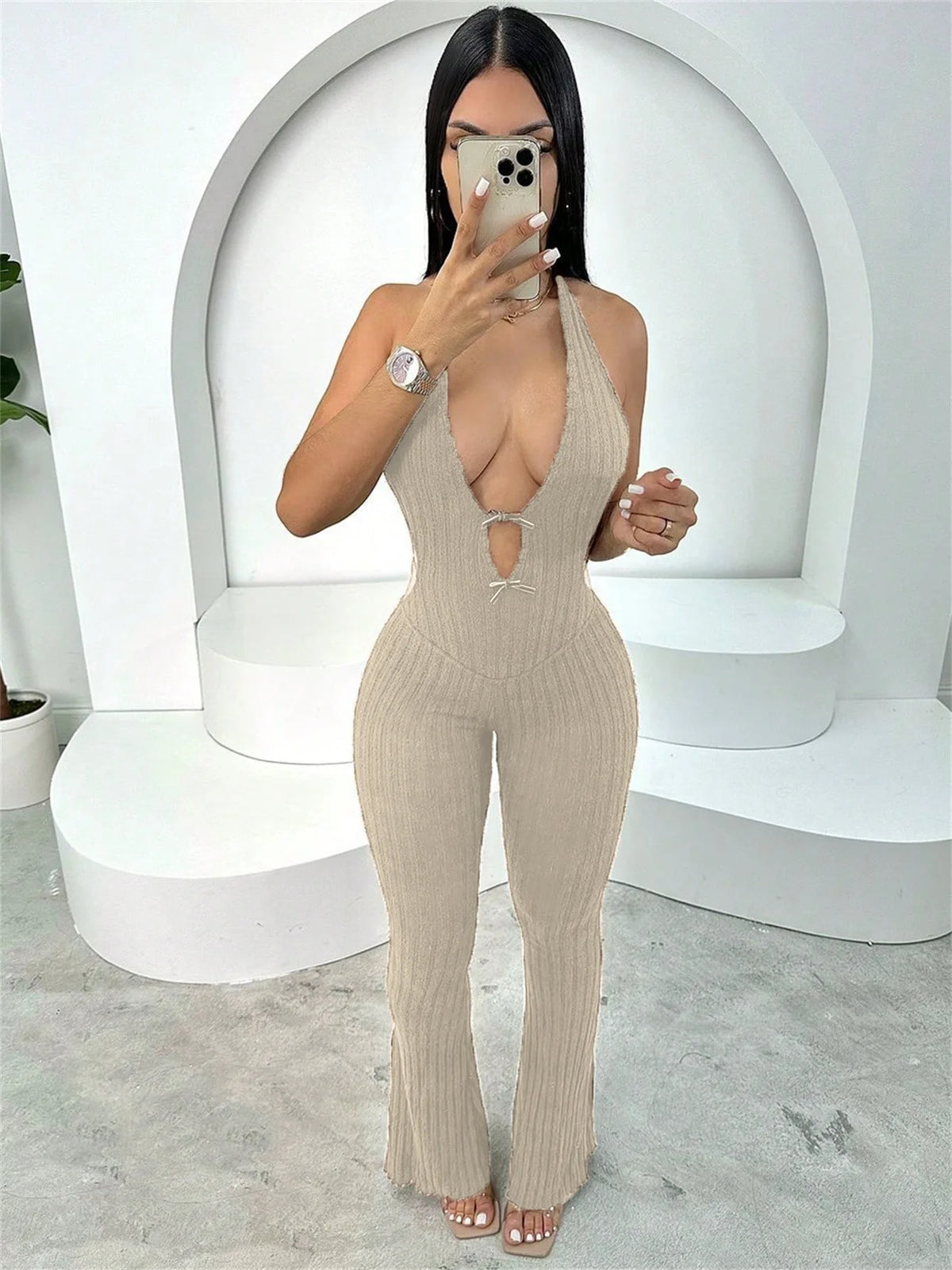 Sexy Knitted Jumpsuits 2025 Women Spring Bodysuits Knitwear Elegant Luxury Bodycon One Piece Rompers Crochet Jumpsuit Playsuit
