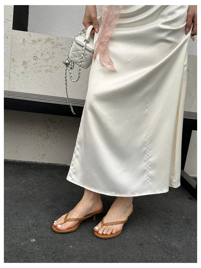 2026 New Summer Thin Heels Slippers Sandals Narrow Band Slides Ladies Shoes Fashion Women Pumps Flip Flops Luxury Slippers Shoes