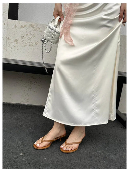 2026 New Summer Thin Heels Slippers Sandals Narrow Band Slides Ladies Shoes Fashion Women Pumps Flip Flops Luxury Slippers Shoes