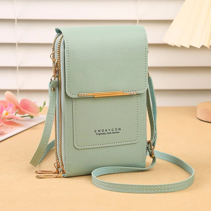 The Women Bag Touch Screen Cell Phone Purse Soft Leather Shoulder Bag Female Handbags Cheap Small Wallet Crossbody Bags