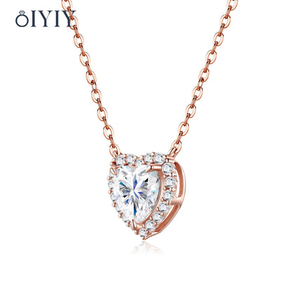 OIYIY Heart Moissanite Necklace for Women 925 Sterling Silver D VVS1 GRA Certified Lab Grown Diamond Pendant Luxury Jewelry Gift