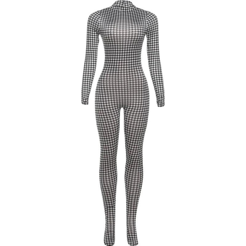Sisterlinda Peach Buttocks Patchwork Jumpsuits Woman Turtleneck Full Sleeve Skinny Midnight Club Party Coquette Hipster Overalls