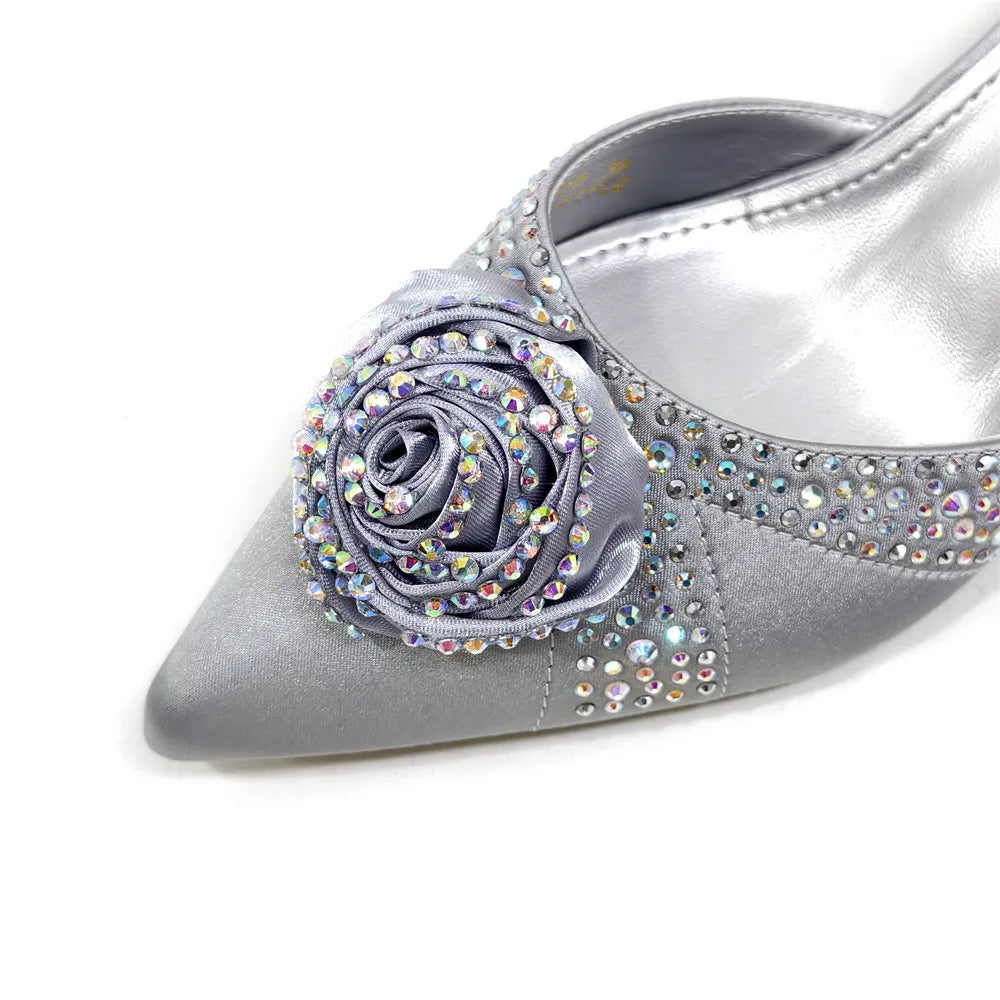 Doershow Beautiful High Quality African Style Ladies Shoes And Bags Set Latest Silver Italian Shoes And Bag Set For Party
