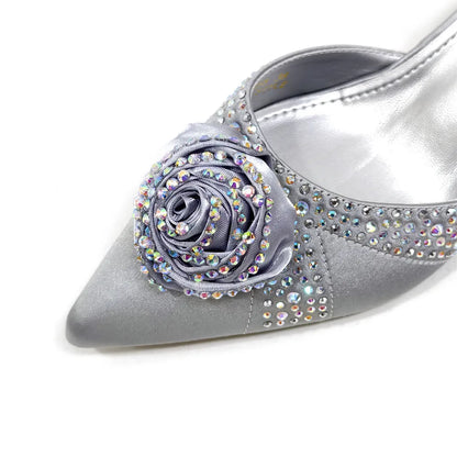 Doershow Beautiful High Quality African Style Ladies Shoes And Bags Set Latest Silver Italian Shoes And Bag Set For Party