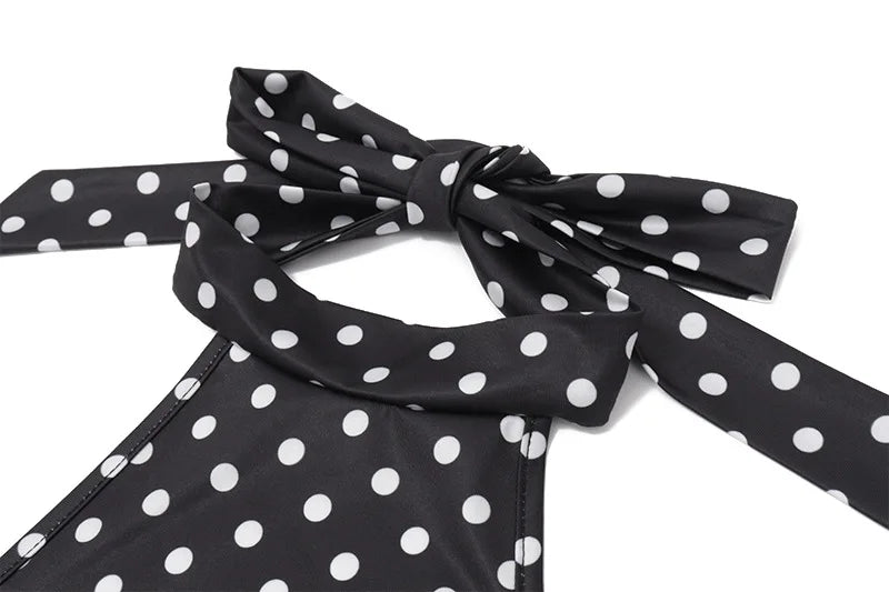Elegant Off-Shoulder Polka Dot Mini Dress Women's Sleeveless Backless High Waist Y2K Summer Fashion Club Party Gown