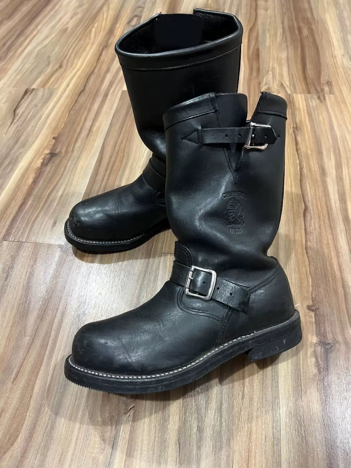Handmade Vintage Velvet Khaki Work Boots Men's American Style Mid-Calf Retro Thick Bottom Belt Buckle Motor Vehicle Engineeri