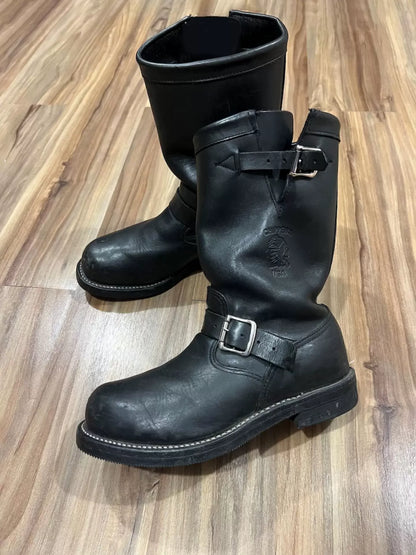 Handmade Vintage Velvet Khaki Work Boots Men's American Style Mid-Calf Retro Thick Bottom Belt Buckle Motor Vehicle Engineeri