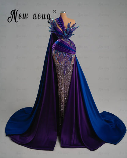2025 Elegant 3D Lace Evening Dresses Long Cape Sleeve Mermaid Customized Women Prom Gowns Beaded Formal Party Vestidos De Noches