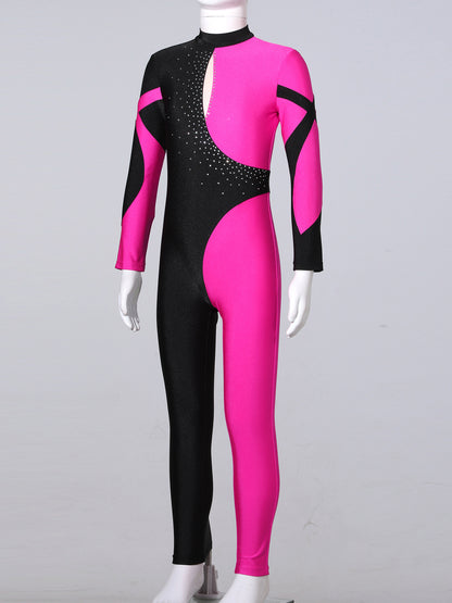 Kids Girls Long Sleeve Gymnastics Leotard Bodysuit Teens Gymnastics Jumpsuit for Girl Children Ballet Dance Costume Dancewear