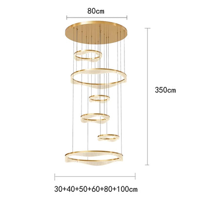 Modern ring stairs led lights pendant light lamps for living room led Chandeliers for dining room hanging light indoor lighting
